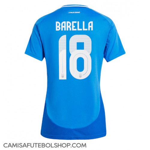 Camisa de time de futebol Itália Nicolo Barella #18 Replicas 1º Equipamento Feminina Europeu 2024 Manga Curta